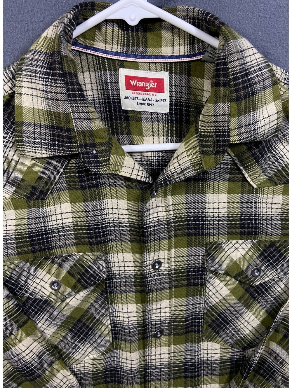 Wrangler Men’s Plaid LS Shirt Button S Western Cowboy Yoke Flannel Hiking Camp